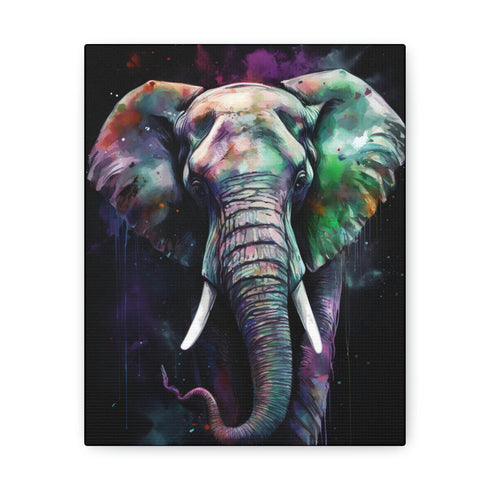 Striking elephant canvas art with majestic pachyderm on durable frame.