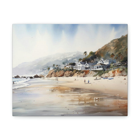 Malibu Coastal Canvas Print, Home decorations of California beach scene, indoor wall art.