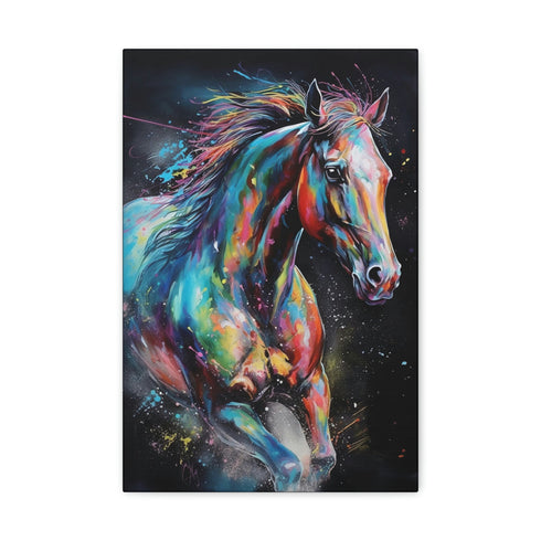 Canvas print featuring galloping horse, capturing grace and power in motion.