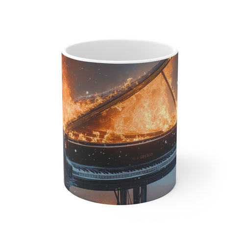 Eccentric Burning Piano Snowstorm Mug