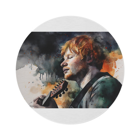 "Ed Sheeran Watercolor Round Rug: Vibrant Music-Inspired Decor"