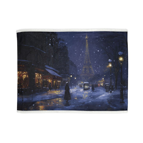 "Eiffel Snow Night Bed Cover"