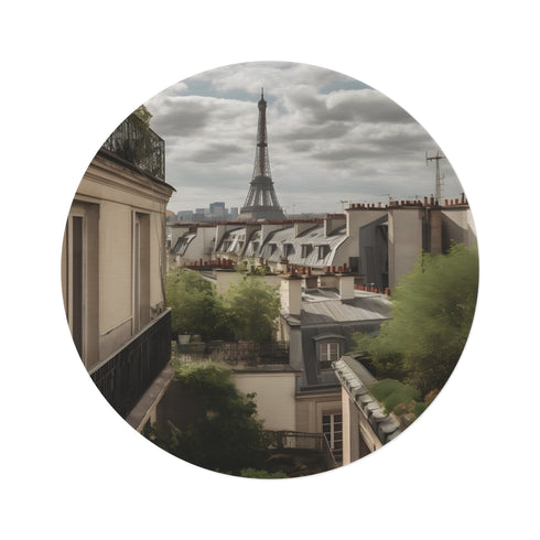 Eiffel Tower Rooftop Round Rug