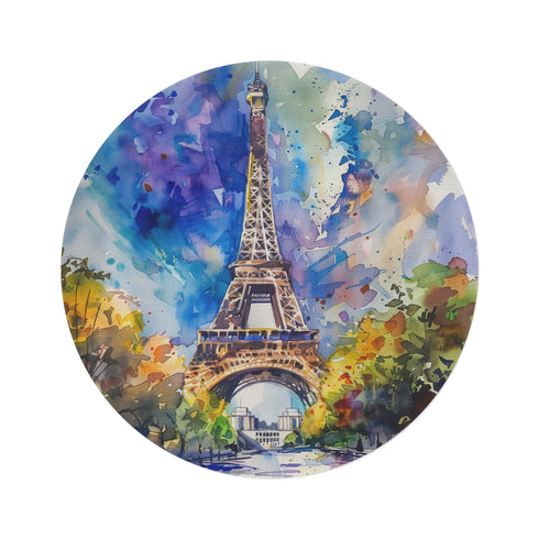 "Eiffel Tower Watercolor Round Rug"