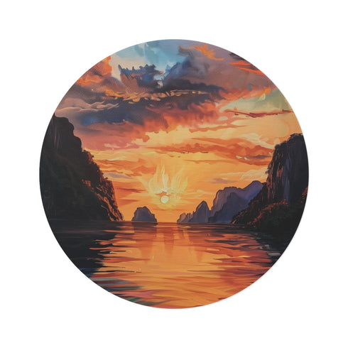 "El Nido Sunset Round Rug: Where Coastal Serenity Meets Function"