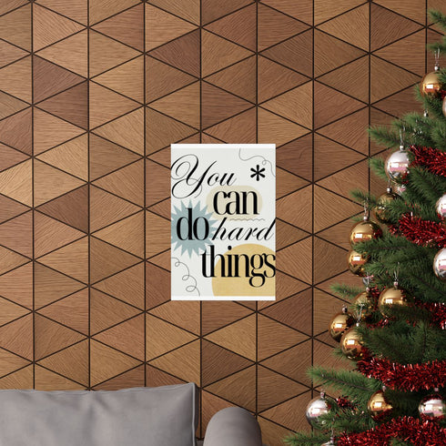 Beige abstract typographic motif poster for sophisticated home & office decor.