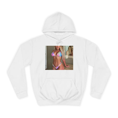 Elle Brooke Graphic Unisex College Hoodie - Arctic White Front
