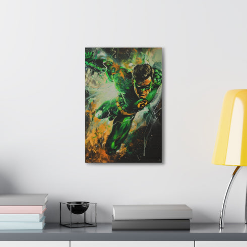 Emerald Guardian Glowing Canvas Wall Art, 18" x 12" Square