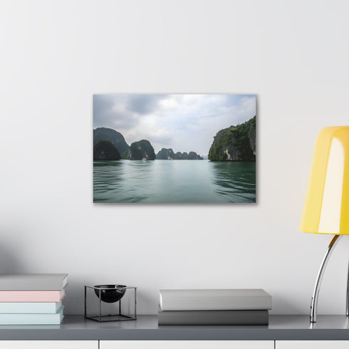 Emerald waters and limestone karsts canvas print, nature lovers masterpiece.