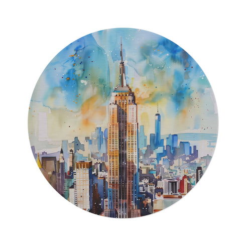 "Empire State Skyline Round Rug"