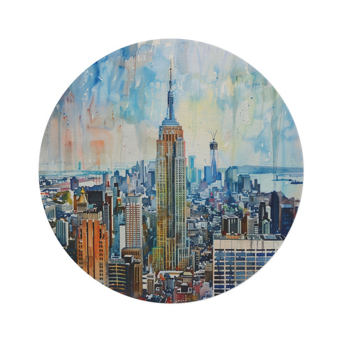 Empire State Watercolor Round Rug