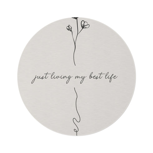 "Empowering Beige Inspirational Round Rug"