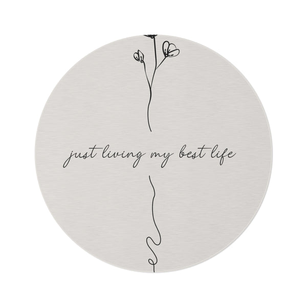 "Empowering Beige Inspirational Round Rug"