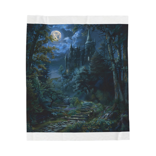 "Enchanted Castle Moonlit Forest Blanket"