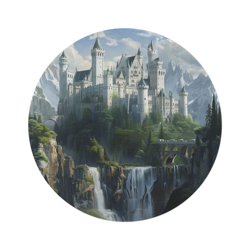 "Enchanted Fantasy Castle Round Rug"