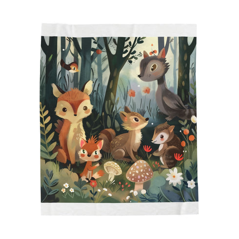 "Enchanted Forest Woodland Creature Blanket"