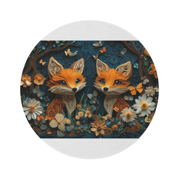 "Enchanting Baby Fox Forest Rug"