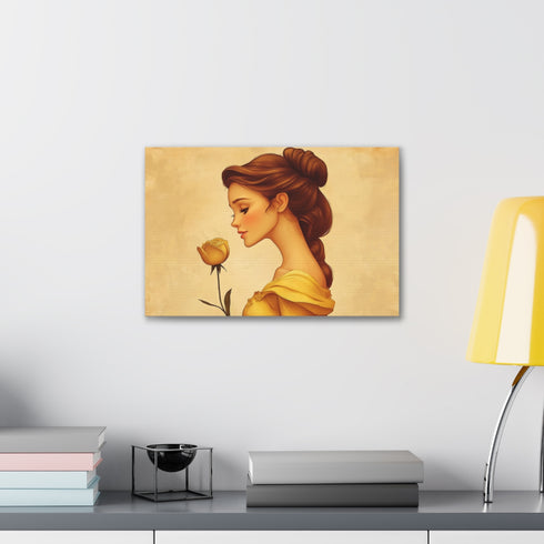 Enchanting Belle in Castle Canvas Art Print Home Decor 18x12 1.25"