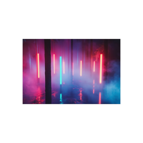 "Enchanting Bioluminescent Fog Cyber Forest"