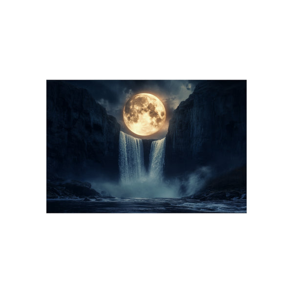 "Enchanting Dual Moon Waterfall Eclipse"