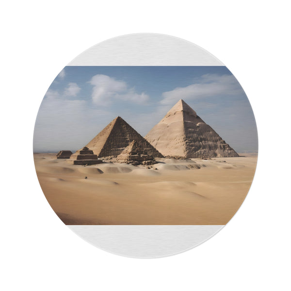 "Enchanting Giza Pyramid Round Rug"