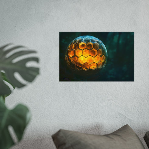 Enchanting Glowing Honeycomb Planet Poster