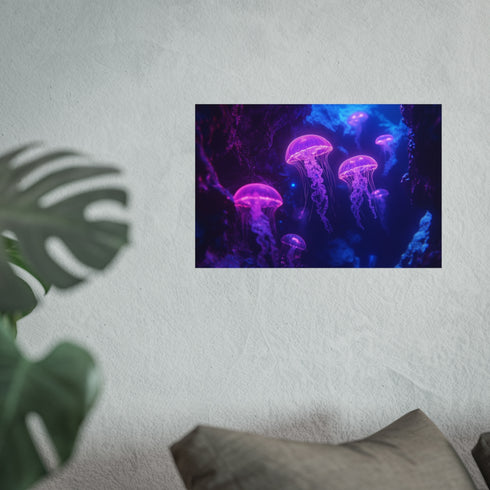 Enchanting Glowing Jellyfish Swarm Poster