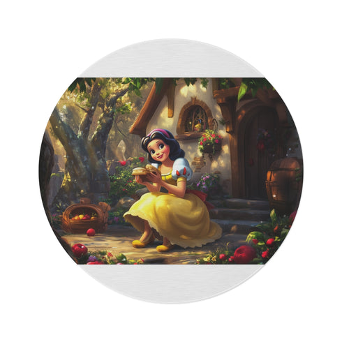 "Enchanting Snow White Round Rug"