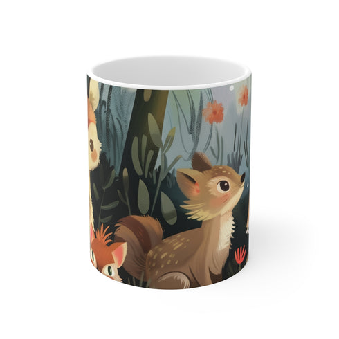 "Enchanting Woodland Creatures Coffee Mug: A Whimsical Morning Delight"