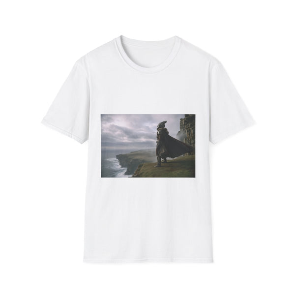 Enfys Nest Standing with Cape Billowing — Graphic Cotton T-Shirt — Front Graphic Print View
