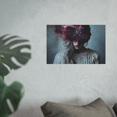 Enigmatic Cosmic Hair Woman Poster