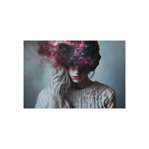 Enigmatic Cosmic Hair Woman Poster