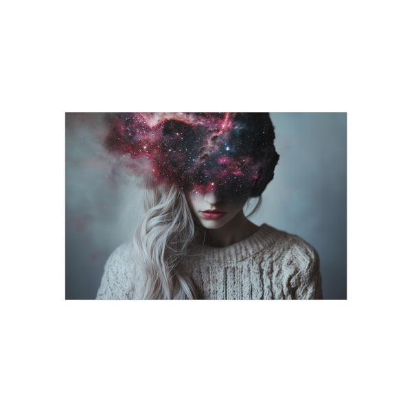 Enigmatic Cosmic Hair Woman Poster