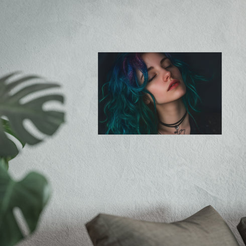 Enigmatic Galaxy-Haired Woman Poster