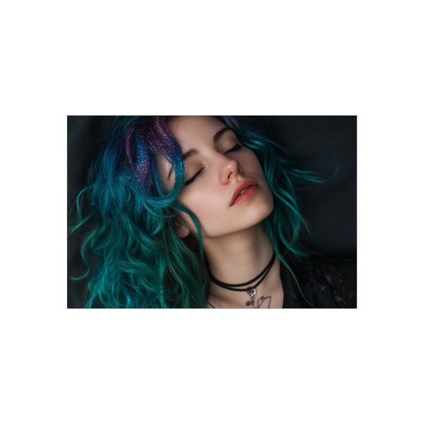 Enigmatic Galaxy-Haired Woman Poster