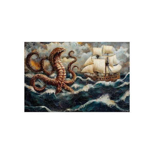 "Epic Sea Battle: Kraken Confrontation"