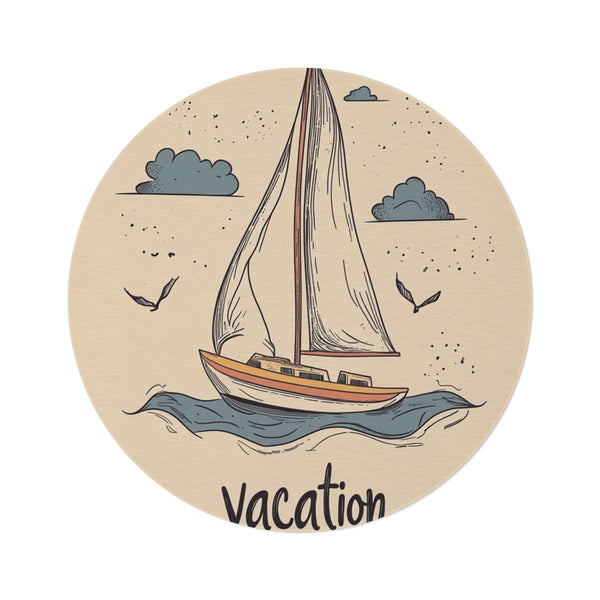 "Escape Round Rug: Minimalist Vacation"
