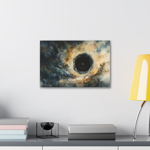 Eternal Darkness canvas print showcasing mysterious beauty of black hole space.