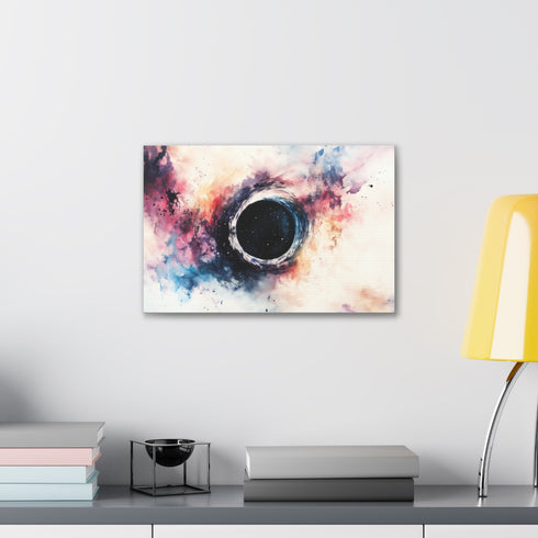 Ethereal canvas art print: black hole mystique captured in 18x12.