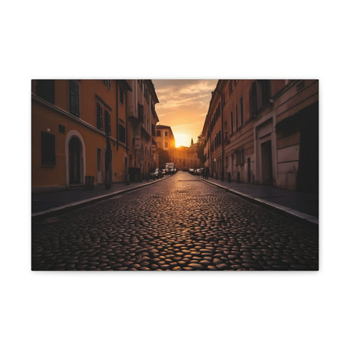 "Eternal Rome: Cobblestone Sunset Streets"