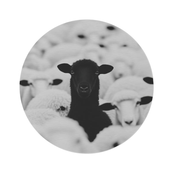 "Ethereal Black Sheep Round Rug"