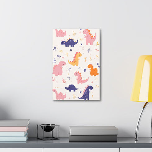 Mighty Dinosaur evolution canvas wall art, 18" x 12", unique design.