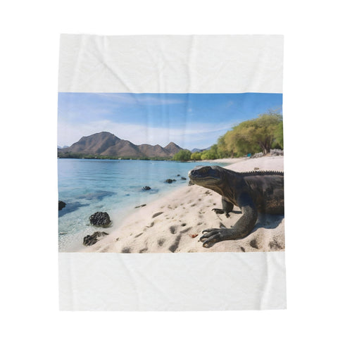 "Exotic Komodo Island Plush Blanket: Snuggle Up in Adventure!"