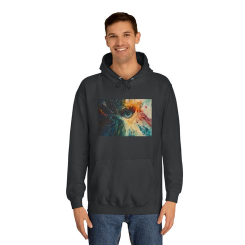 Exploding Prism of Emotions Graphic Unisex College Hoodie - Lifestyle Model View