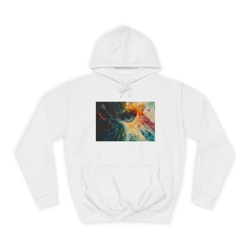 Exploding Prism of Emotions Graphic Unisex College Hoodie - Arctic White Front