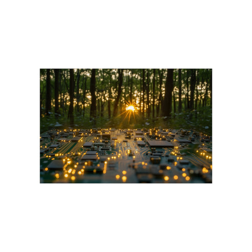 "Explore Technology: Circuit Board Sunrise"