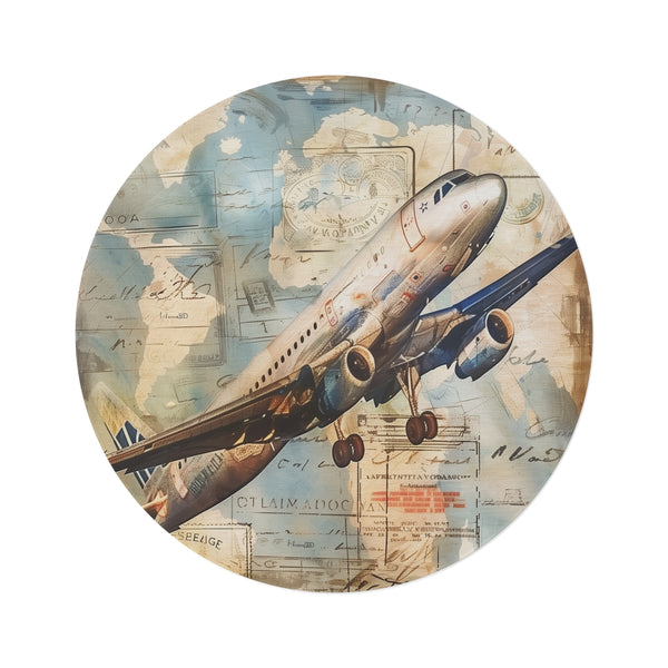 "Explore the World: Vintage Airplane Rug"