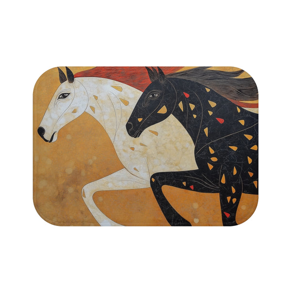 "Exquisite Tanjore Horse Bath Mat"