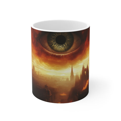 Eye Over Burning City Mug