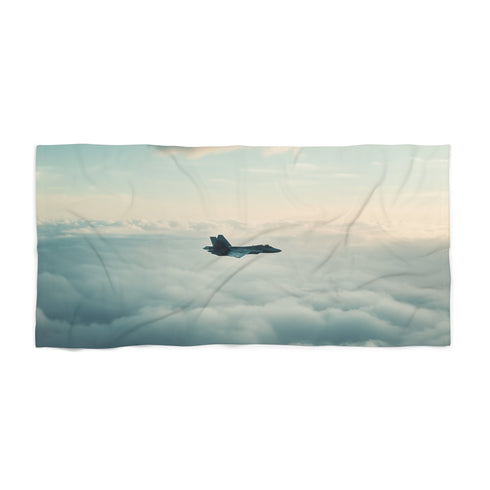 "F22 Raptor Beach Towel: Ready for Takeoff!"